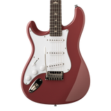 Front of PRS SE Silver Sky Left Handed Derby Red.