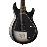Front of closeup of Epiphone Mike Dirnt Grabber G 3 Bass Silverburst w/case