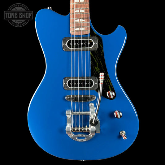 Front of Powers Electric A-Type Dark Gulf Blue PF42 Firestripe Delrin Neutral CamTail.