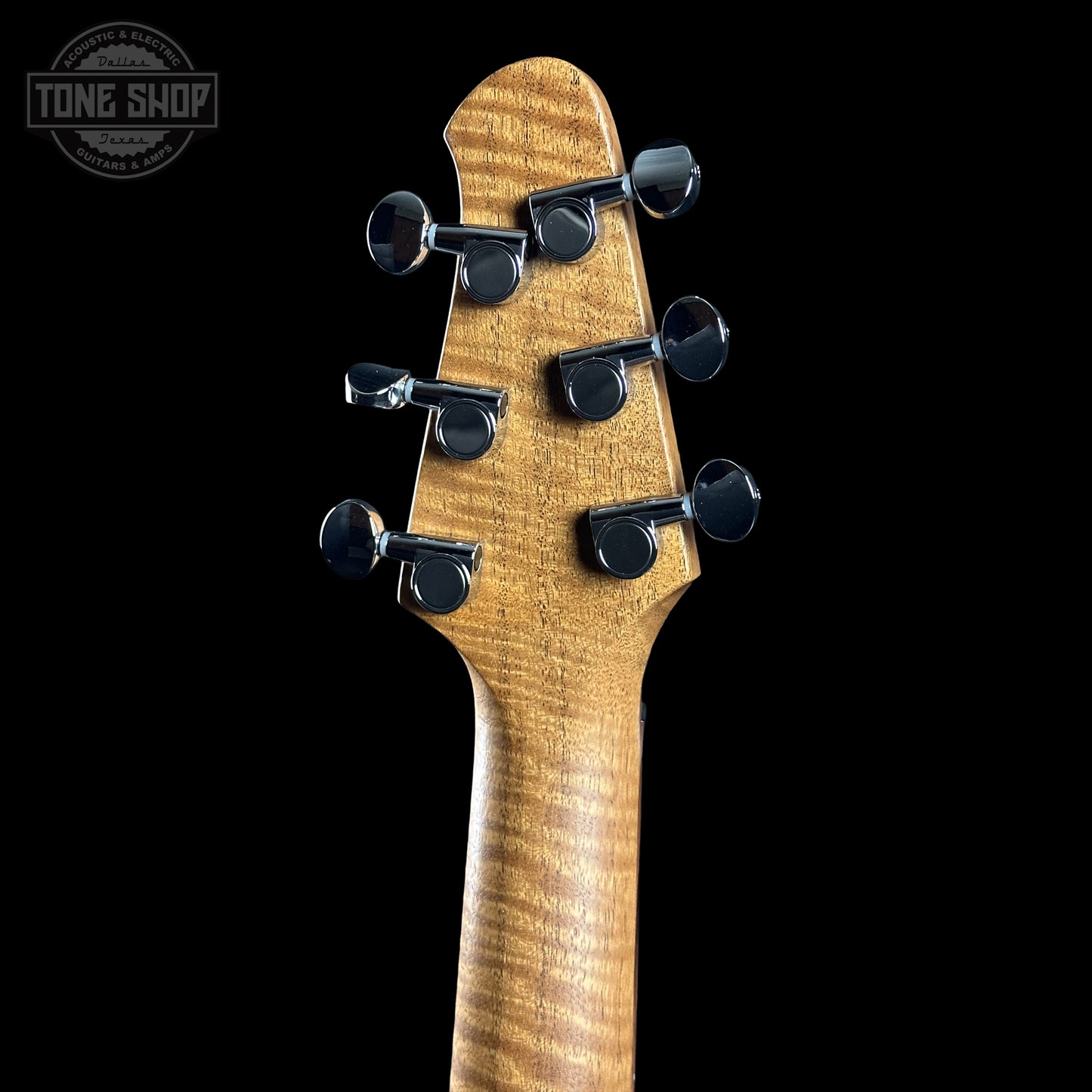 Back of Powers Electric A-Type Pearl White FF42 Anodized Camtail Matching Headstock B279 headstock.