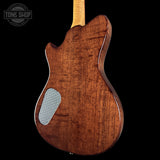 Back right angle of Powers Electric A-Type Pearl White FF42 Anodized Camtail Matching Headstock B279.