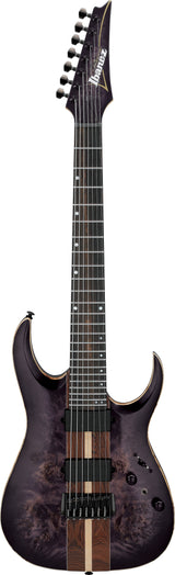 Full frontal of Ibanez RGA Premium 7str Electric Guitar Deep Twilight Burst Low Gloss.