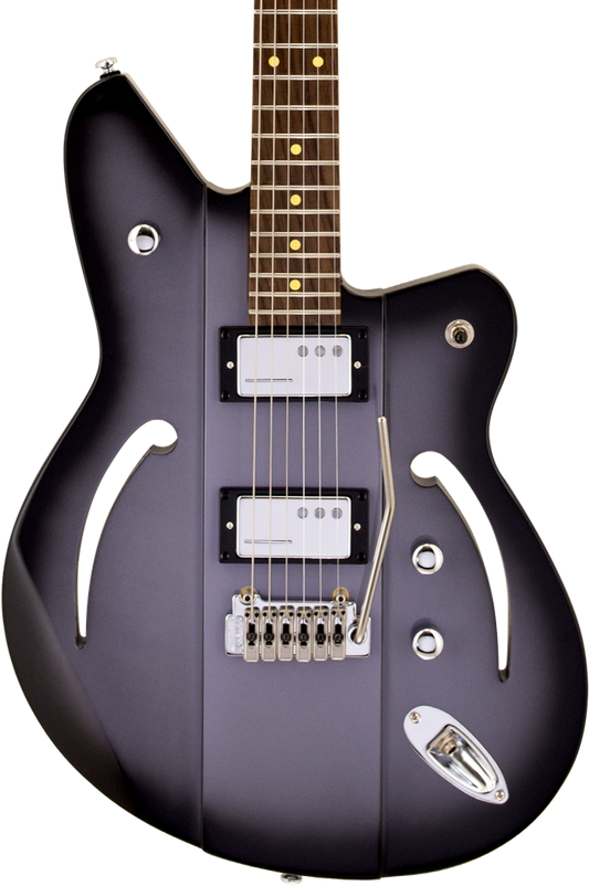 Front of Reverend Airsonic W Periwinkle Burst.