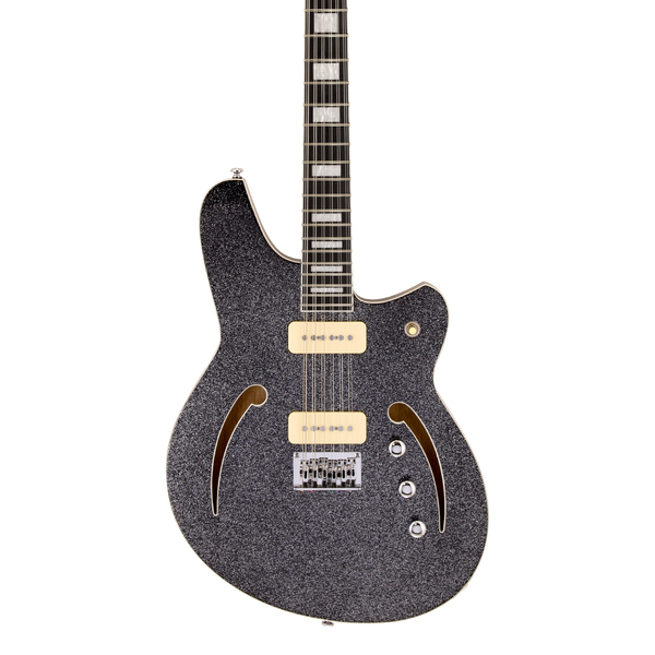 Front of Reverend Airwave 12 Black Sparkle.