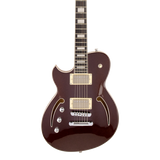 Front of Reverend Roundhouse Air HH Left Handed Metallic Bordeaux.