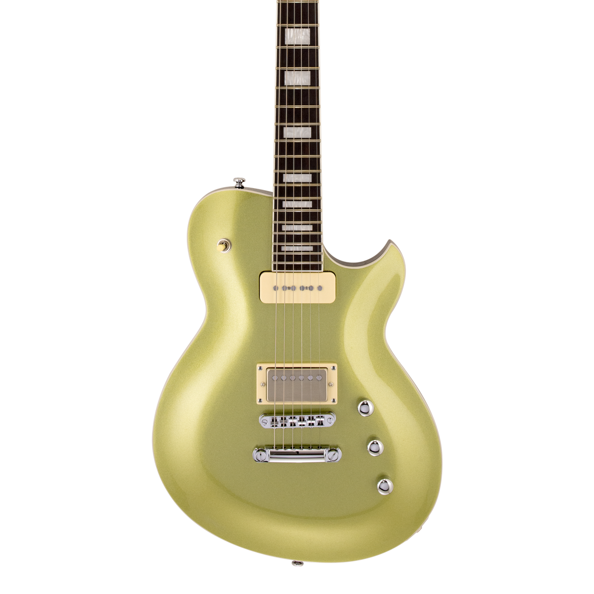 Front of Reverend Roundhouse H90 Metallic Limeade.