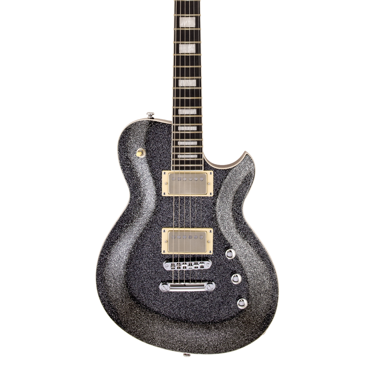 Front of Reverend Roundhouse HH Black Sparkle.