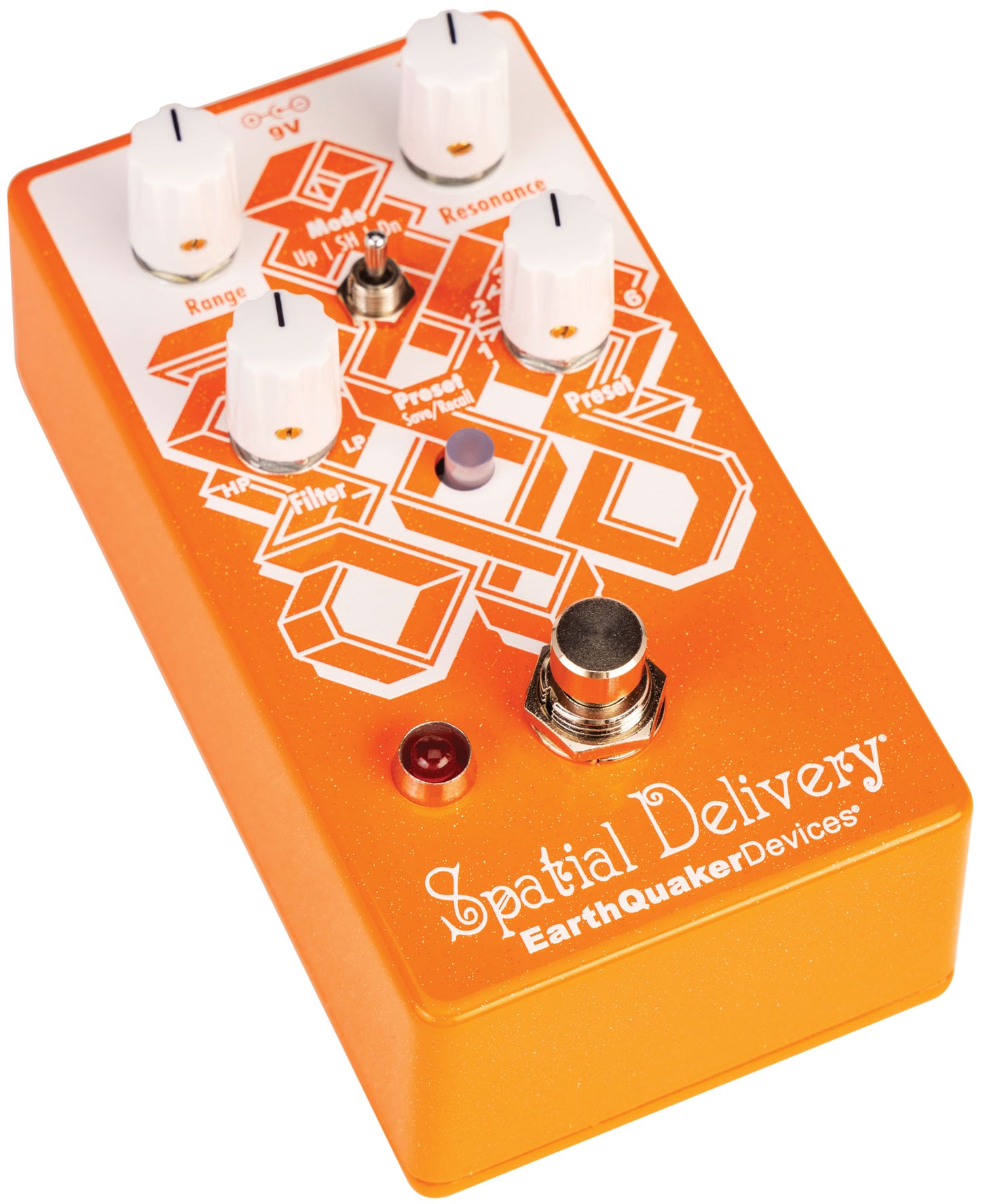 Front left angle of Earthquaker Devices Spatial Delivery V3 Envelope Filter w/ Sample & Hold.