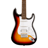 Front of Squier Affinity Series Stratocaster Junior HSS 3-Color Sunburst.