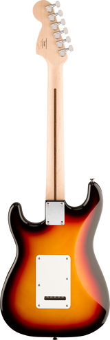 Back of Squier Affinity Series Stratocaster Junior HSS 3-Color Sunburst.