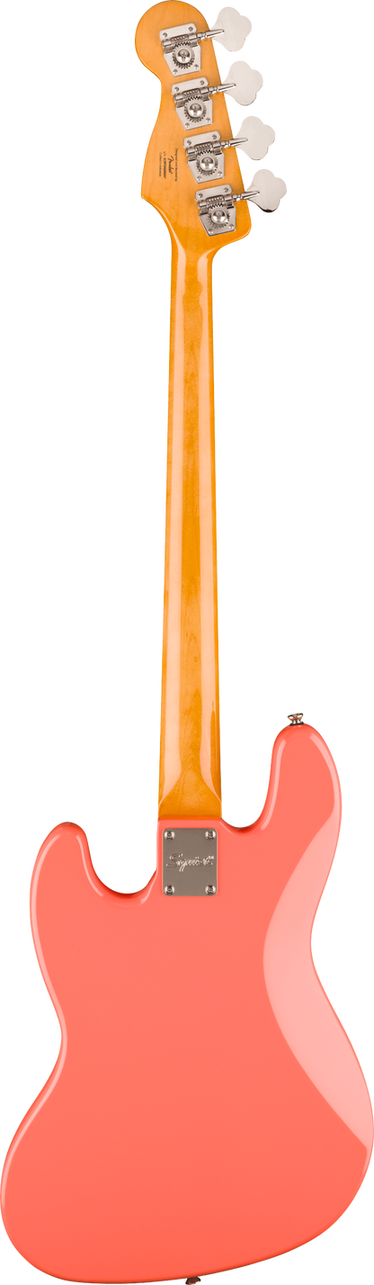 Back of Squier Classic Vibe '60s Jazz Bass Laurel Tortoishell Pickguard Tahitian Coral.