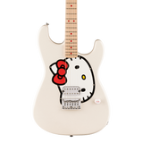 Front of Squier Fender x Hello Kitty White Stratocaster.