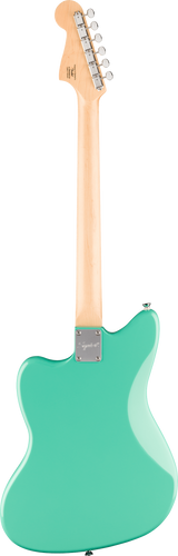 Back of body of Squier Paranormal Baritone Jazzmaster HH Laurel Sea Foam Green.