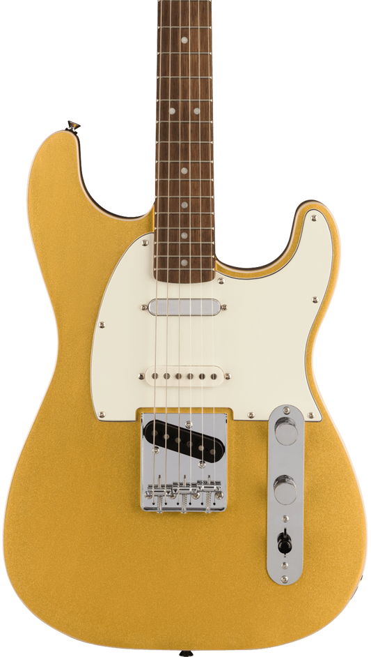Front of Squier Paranormal Custom Nashville Stratocaster Aztec Gold.