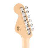 Back of headstock of Squier Paranormal Electric VI Laurel 3-Color Sunburst.