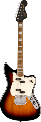 Full frontal of Squier Paranormal Electric VI Laurel 3-Color Sunburst.