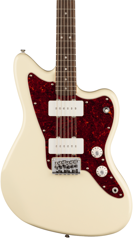 Front of Squier Paranormal Jazzmaster XII LRL TSPG OLW.