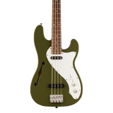 Front of Squier Paranormal Precision Bass Thinline SJ Laurel Olive.