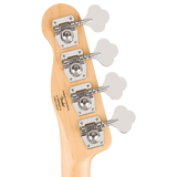 Back of headstock of Squier Paranormal Precision Bass Thinline SJ Laurel Olive.