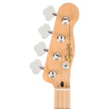 Headstock of Squier Paranormal Precision Bass Thinline SJ Maple Vintage White.
