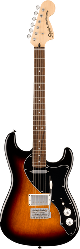 Full frontal of Squier Paranormal Stratocaster Deluxe Laurel 3-Color Sunburst.