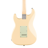 Back of body of Squier Paranormal Stratocaster Deluxe Laurel Vintage White.