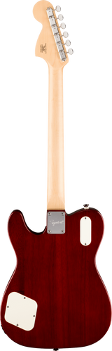 Back of body of Squier Paranormal Troublemaker Telecaster Deluxe Bigsby Laurel Honey Sunburst.