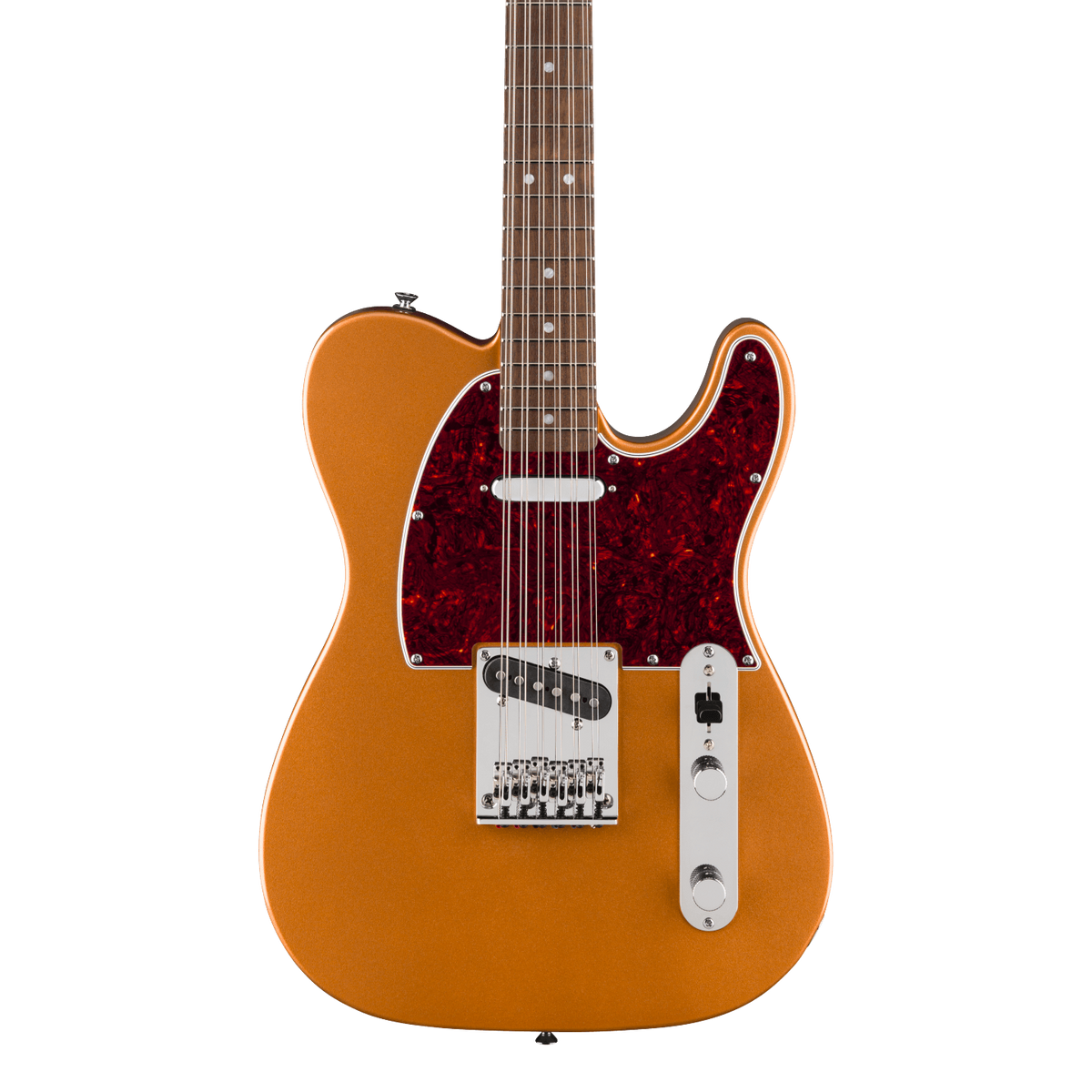 Front of Squier Paranormal Troy Van Leeuwen Telecaster XII Copper.