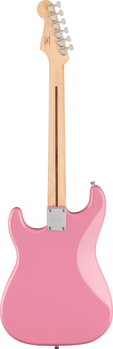 Back of Squier Sonic Stratocaster HT H Maple Fingerboard Flash Pink.