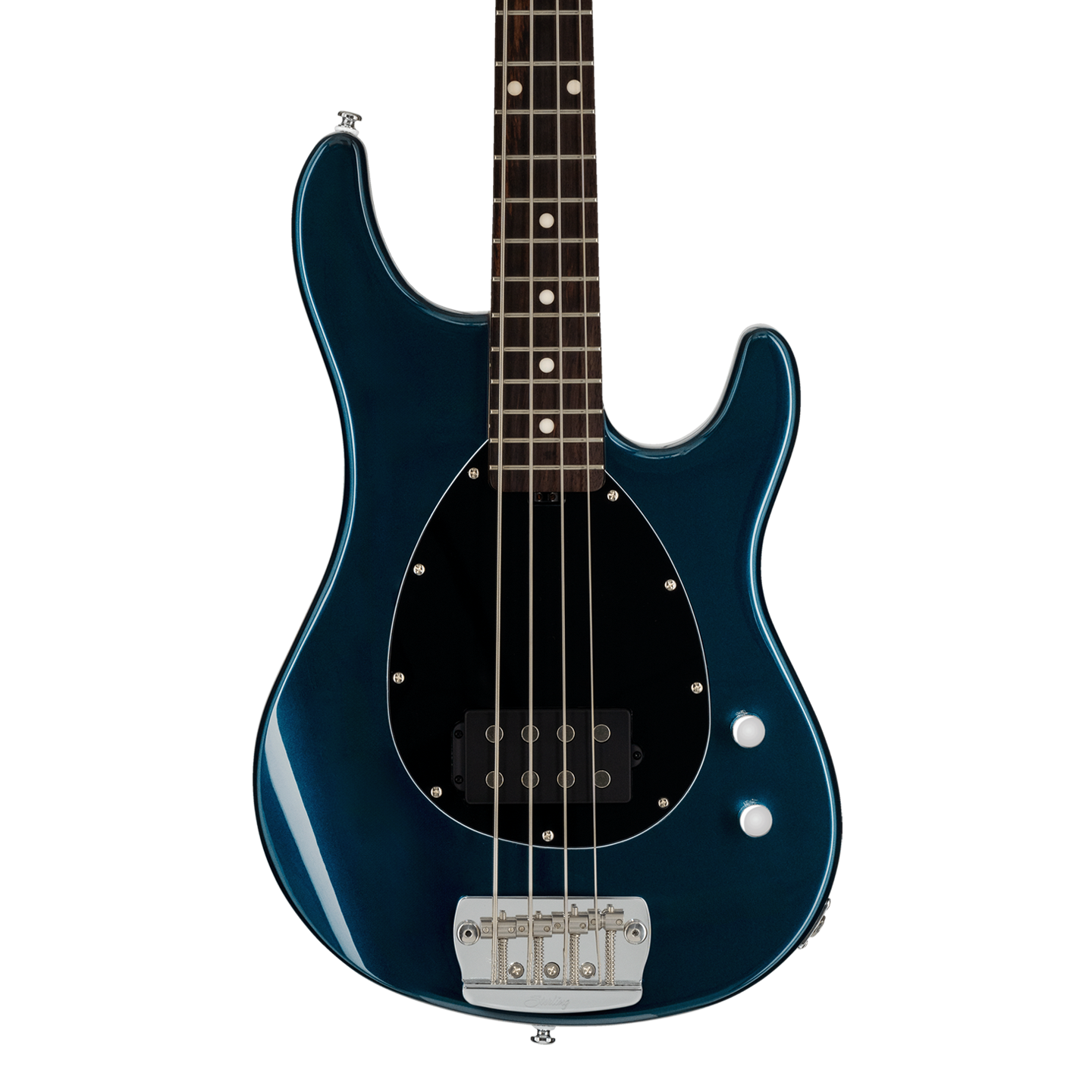 Front of Sterling by Music Man Sterling SB14 Blue Pearl.