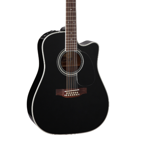 Front of Takamine EF381SC Legacy 12 String AE Black.