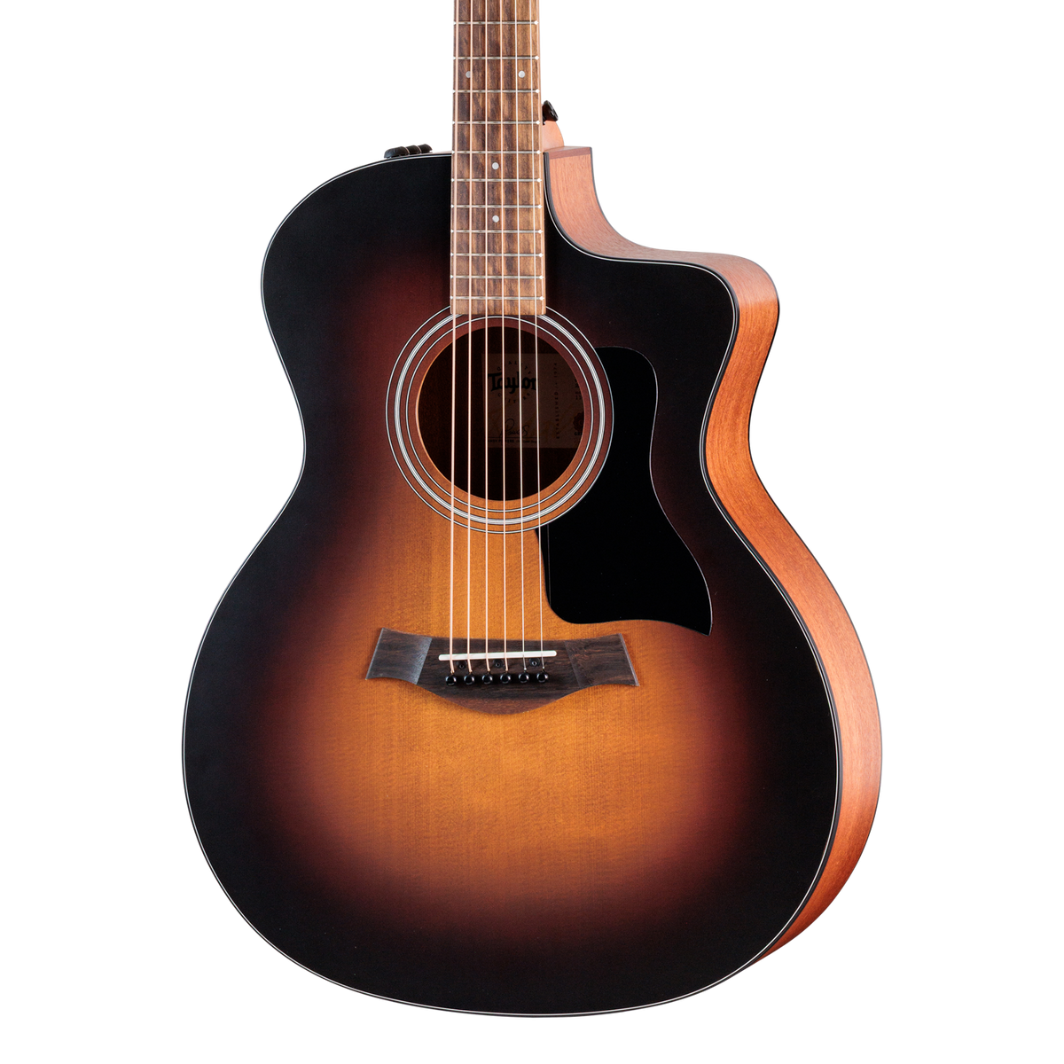 Front of Taylor 114ce Special Edition Dark Tobacco Burst.