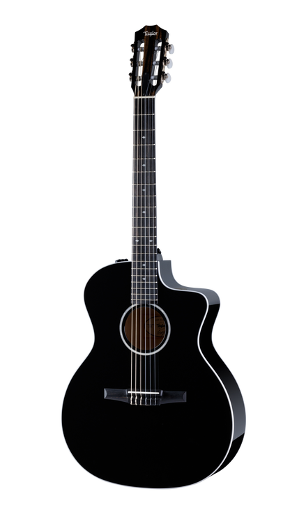 Full frontal of Taylor 214ce-N BLK DLX Special Edition Black.