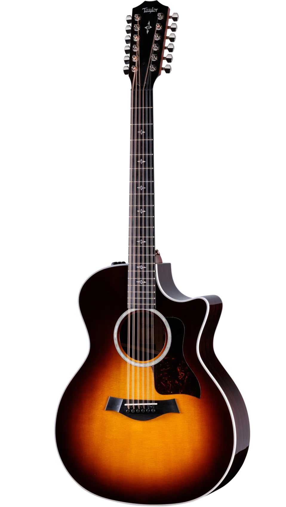 Full frontal of Taylor 454ce 12-String Tobacco Sunburst.