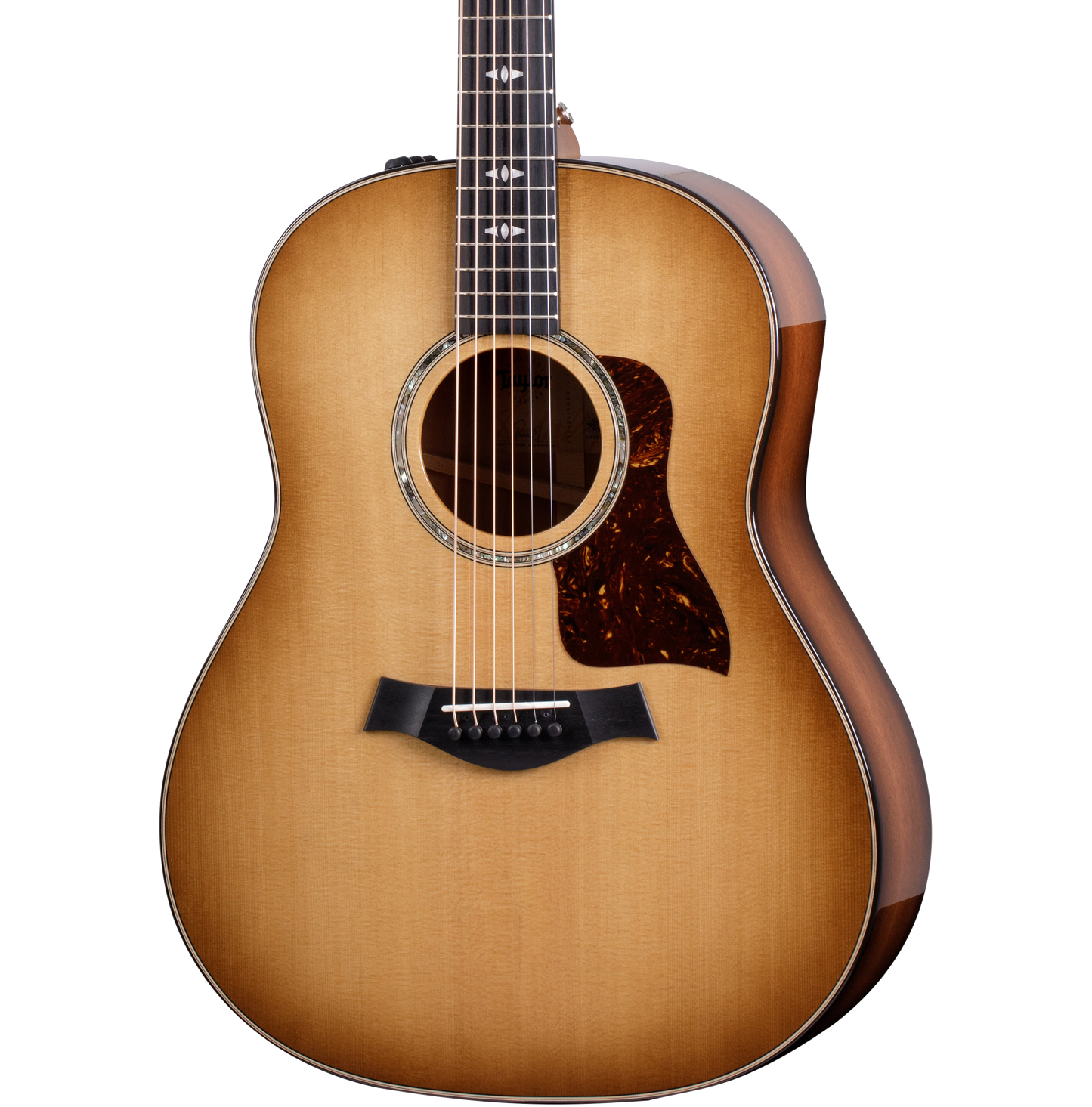 Front of Taylor 517e Urban Ironbark/Torrefied Sitka.