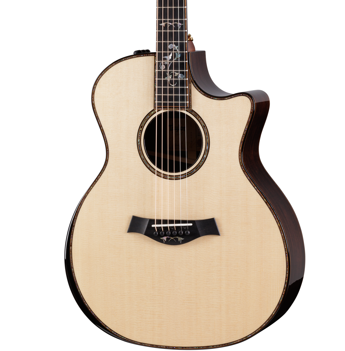 Front of Taylor 914ce Special-Edition Rosewood Sitka Cindy Inlay.