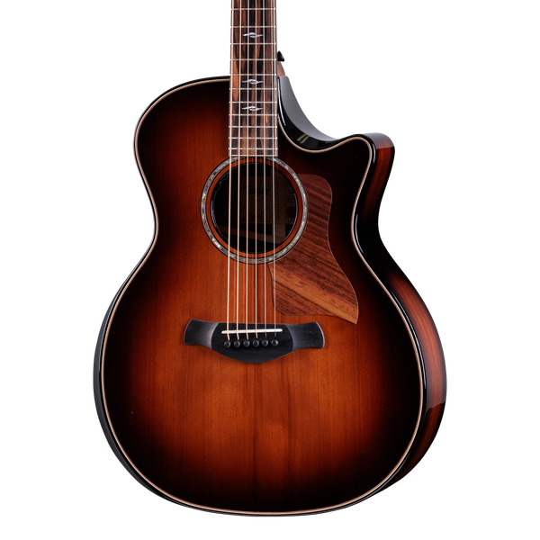 Front of Taylor Builder's Edition 814ce Next Generation Honduran RW / Sinker Redwood Shaded Edgeburst.