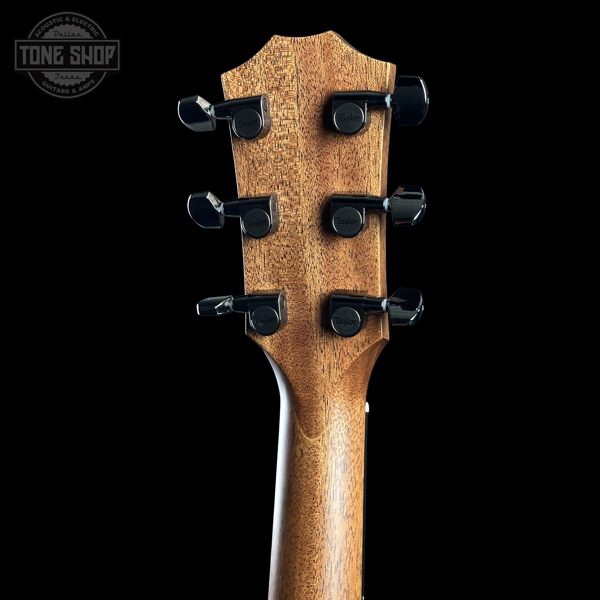 Back of Taylor Custom TSG Anniversary Dread Adirondack / Indian Rosewood 1207185001 headstock.