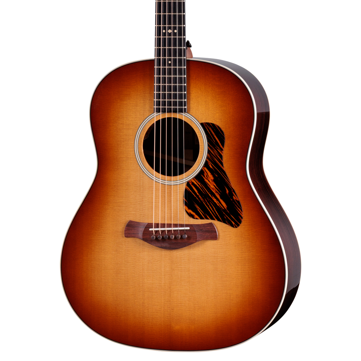 Front of Taylor Gold Label 714e Sunburst Firestripe Pickguard.