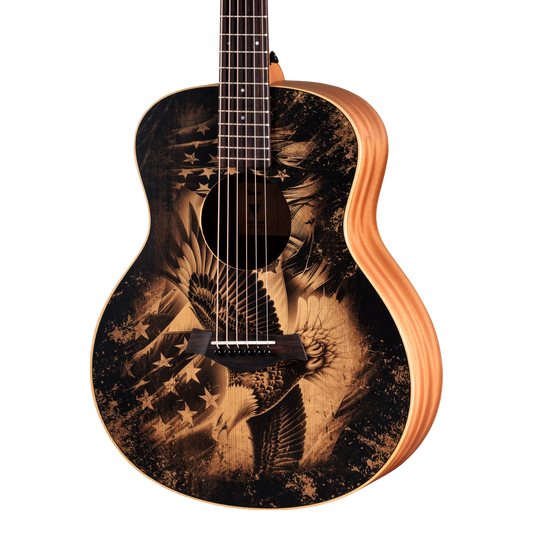 Front of Taylor Guitars 4 Vets GS Mini Americana Special Edition.