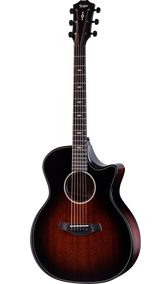 Full frontal of Taylor Next Generation Builder's Edition 324ce Tobacco Kona Burst.
