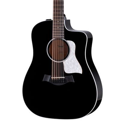 Front of Taylor Somos 250ce Plus BLK Doce Doble 12-string, Black.