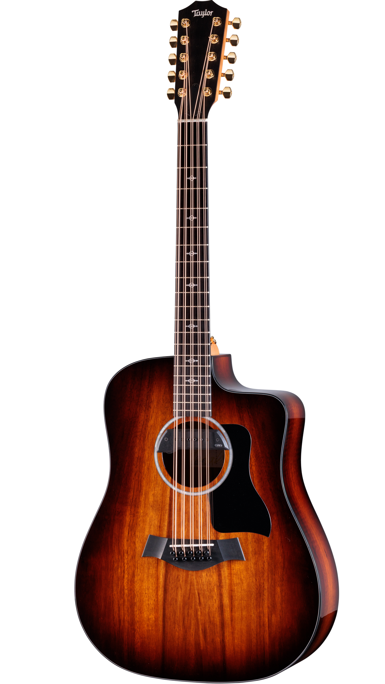 Full frontal of Taylor Somos 260ce-K DLX Bajo Quinto 10-string, Koa.