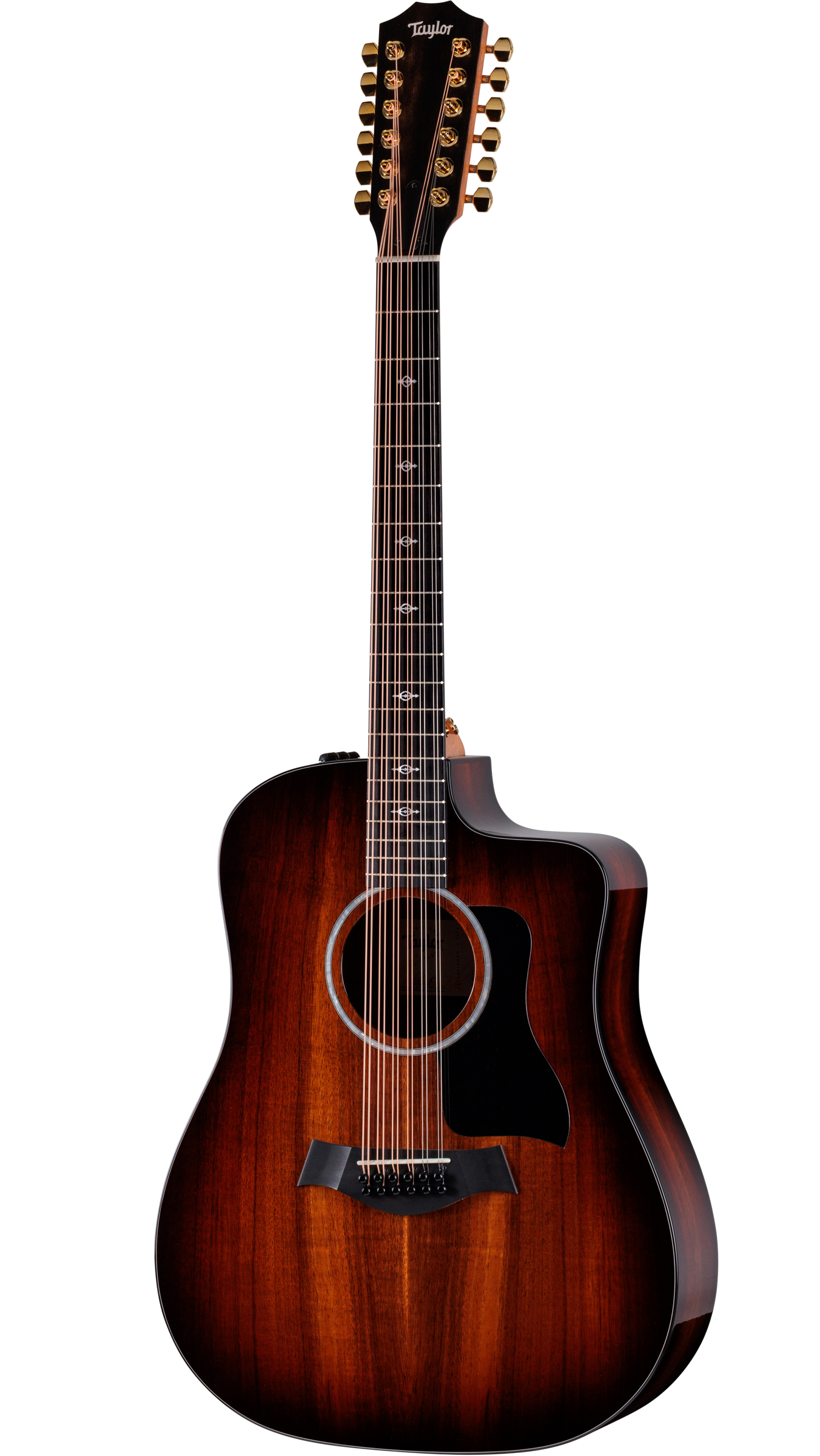 Full frontal of Taylor Somos 260ce-K DLX Doce Doble 12-string, Koa.