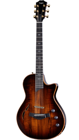 Full frontal of Taylor T5z Custom Koa Shaded Edgeburst Armrest.