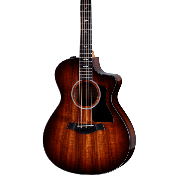 Front of Taylor 222ce-K DLX Hawaiian Koa Shaded Edgeburst.
