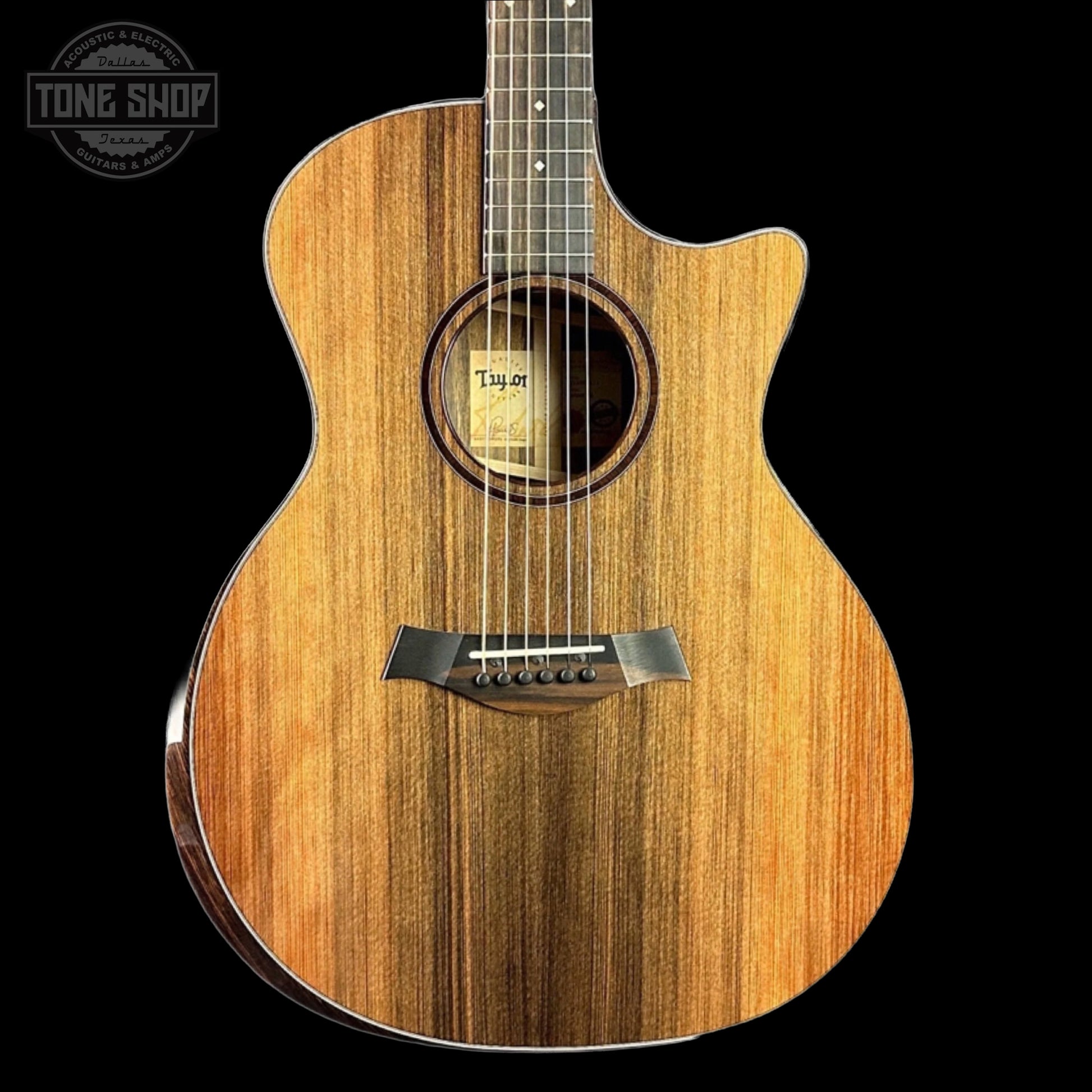Front of Taylor Custom GA #12508 Stripy Sinker Redwood w/Bocote B/S.