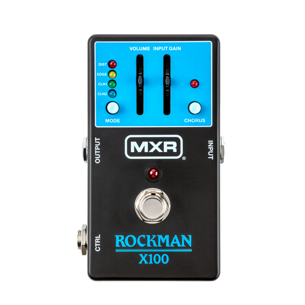 Top down of MXR ROCKMAN X100 ANALOG TONE PROCESSOR.