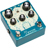 Front left angle of Earthquaker Devices Towers Soundscape Generator Stereo Reverberant Filter.