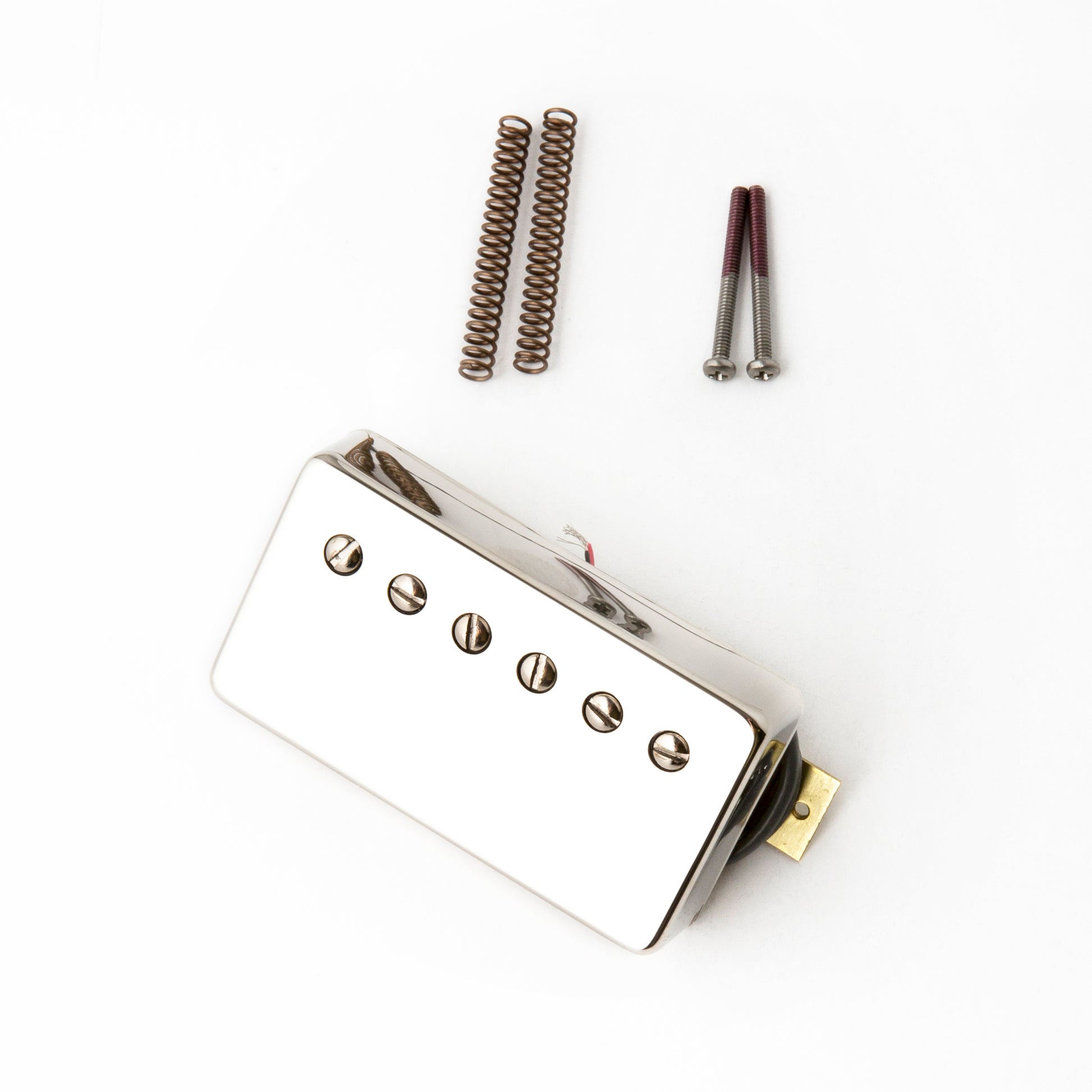 Side angle of PRS Tremonti Bass Pickup Nickel with springs and screws.